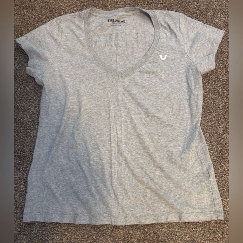 True Religion Gray Fitted Short Sleeve Tee
